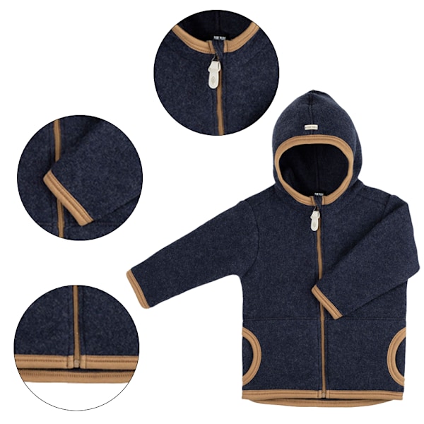 Efterårs- og vinterstyle fleece varm jakke til drenge og piger, baby fleece hættejakke (Marineblå)