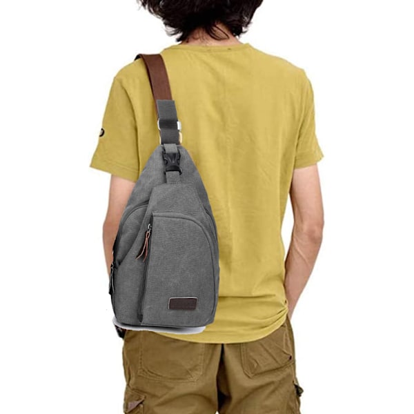 Canvas Skulderveske Crossbody Ryggsekk Dagstursekk Ryggsekk for Menn Kvinner Utendørs Sykling Reise