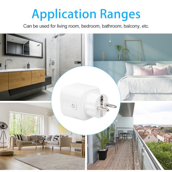 GTSS104 WIFI-forbindelse Smart Strømstik Fjernbetjening Smart Stikkontakt EU-stik 100240VAC