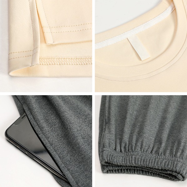 1 set Pyjamas Dam Koftor & Byxor, Långärmad Mjuk Loungewear Set XXL (4 Stilar - 4 Färger)