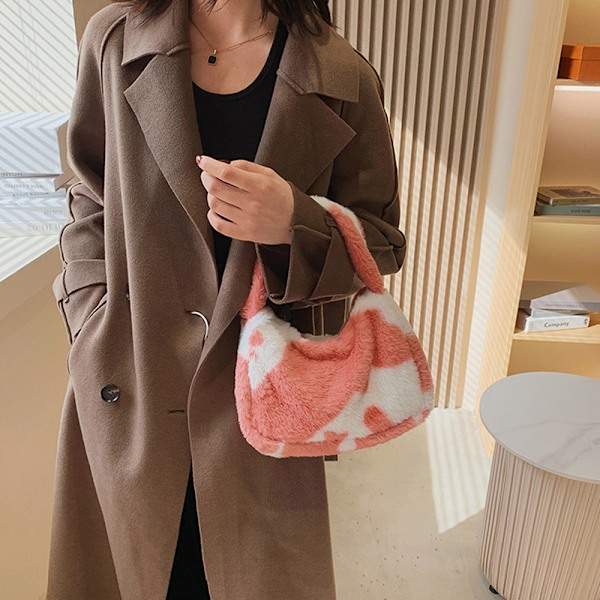 Damer og jenter Mote Plysj Trykk Clutch Håndveske