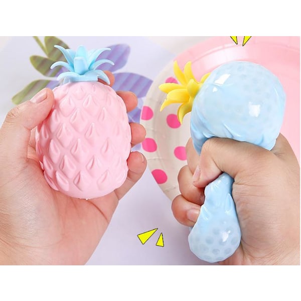 Fidget Toys, sensorisk leksaker, tryck boll, Ananas Frukt Blue Blå