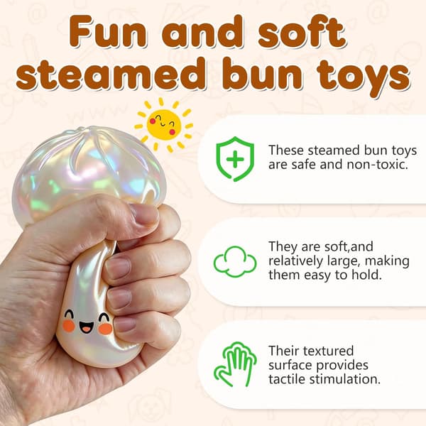 Blinkande Dumpling Squishy Leksak med Låda, Ljusande Stressavlastande Klämleksak (Vit) White
