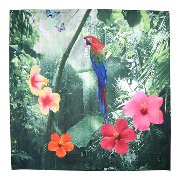 180x200cm Vandtæt Bruseforhæng Badeværelse Polyester 12 Kroge 4# Blomst Fugle