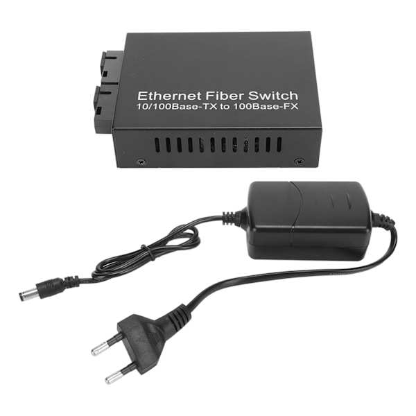 Ethernet Media Converter 100 Mbps SC Single Fiber Singlemode RJ45 Port Fiber Ethernet Transceiver för Nätverk 100‑240V EU-kontakt
