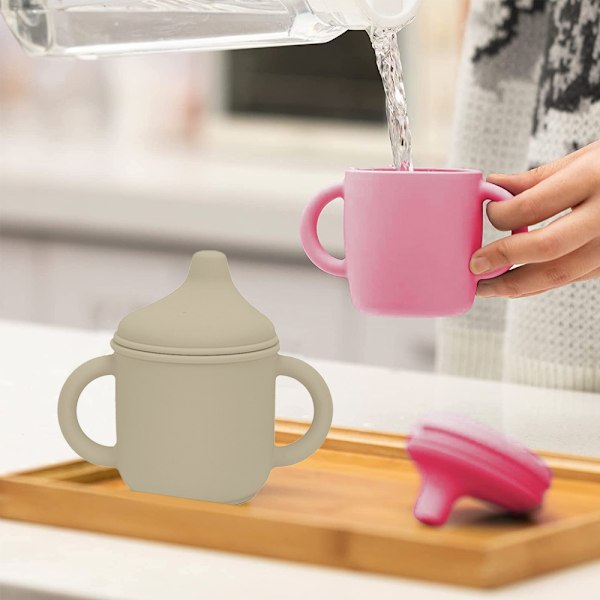 Silikon Sippy Cup og Treningskopp for Baby - Myk Tut og Håndtak - Uknekkelig - Lett å Gripe