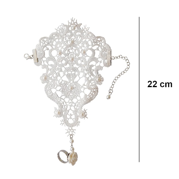 Bronzefarvede Fingerløse Handsker Gotiske Blomsterblonder Steampunk Armbånd Ring Vintage Perlebesatte Handsker Brude Armbånd Ring Sæt - 2 stk – Piratstil