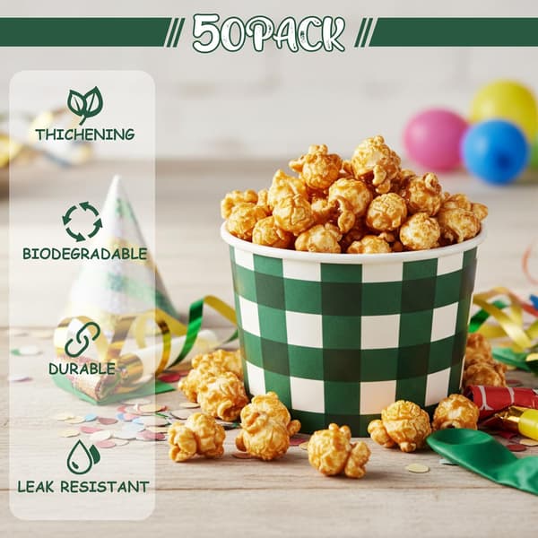 50-pakning 9 oz Gingham Party Green