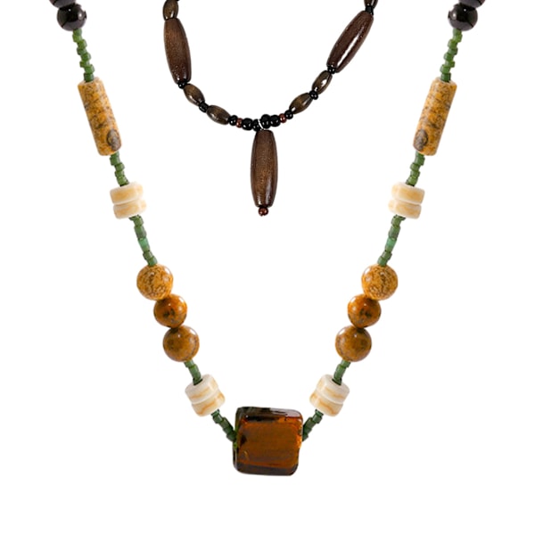 2 stk retro kaffe farvet halskæde kvinder enkel alt med uregelmæssige perler choker