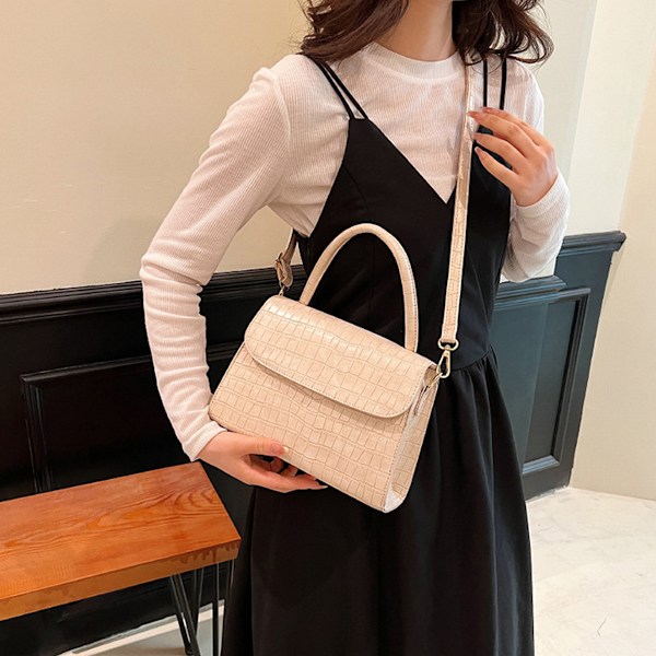 Dame Small Crocodile Tote Clutch Skulderveske Klassisk Troc Pengesekk Topphåndtak Veske PU Lær Glidelås