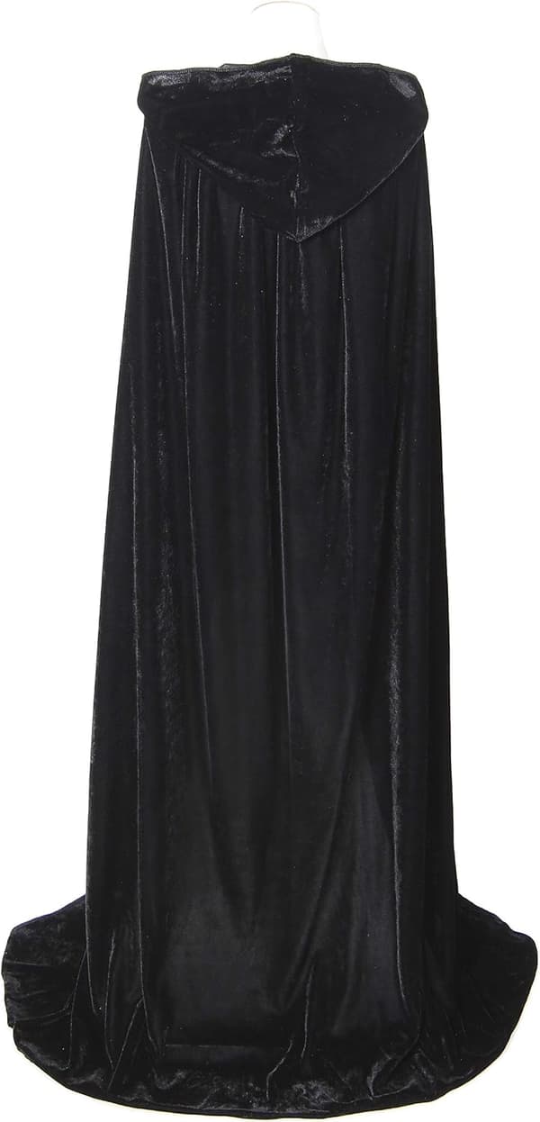 Fuld længde fløjlsbalaclava, Halloween-kappe, kostume (sort, 150 cm)
