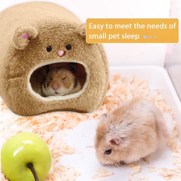 Varmt seng-hus for rotte og hamster, myk fleece-hytte, hengende hengekøye, søt leketøy-reir for små dyr