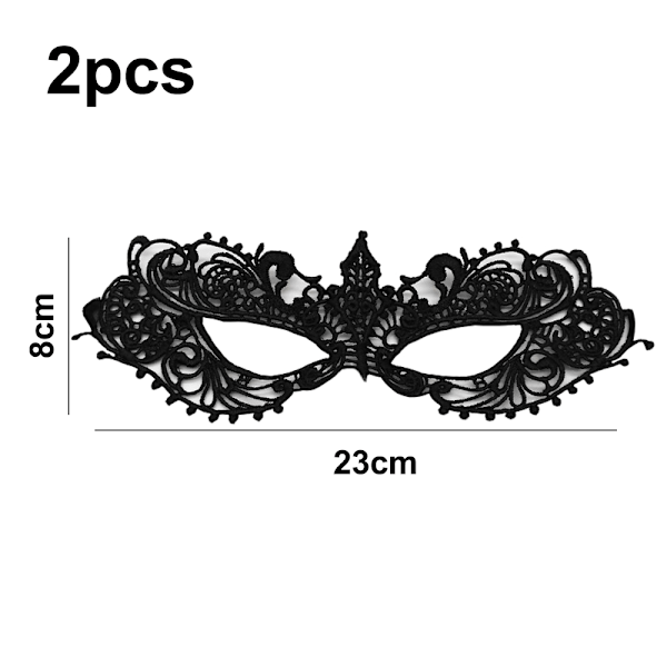 2 stk. Party Lace Maske Halv Ansigt Styling og Sexy Kostume Party Maske, Halloween og Gallafester