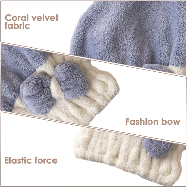 2 Pak Mikrofiber Hår Tørre Hætter Hår Tørre Håndklæde Super Absorberende Hår Håndklæde Wrap