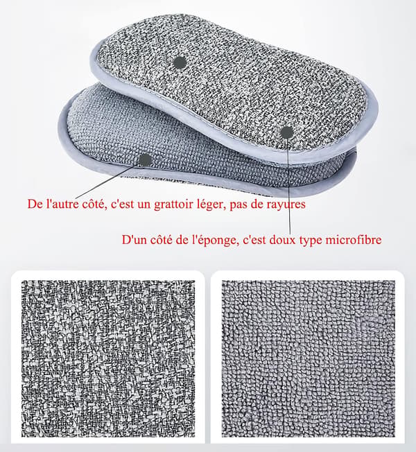 Reusable Washable Microfiber Sponges for Washing Kitchen Tiles, Pans (6 Grey)