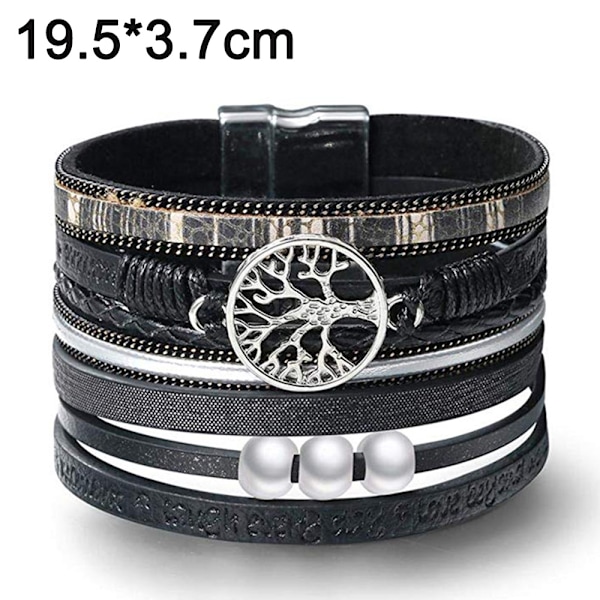 PU-läderarmband, pärlträd magnetlås armband