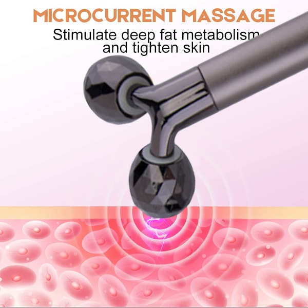 2-i-1 Ansiktsmassagekit Elektrisk 3D Ansiktsrulle Massager T-formad Ansiktsmassage Set Hudmassageverktyg