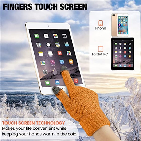 Vinter Touchscreen-Vantar, Varma Stickade Vantar med Elastisk Manschett, Vintervantar