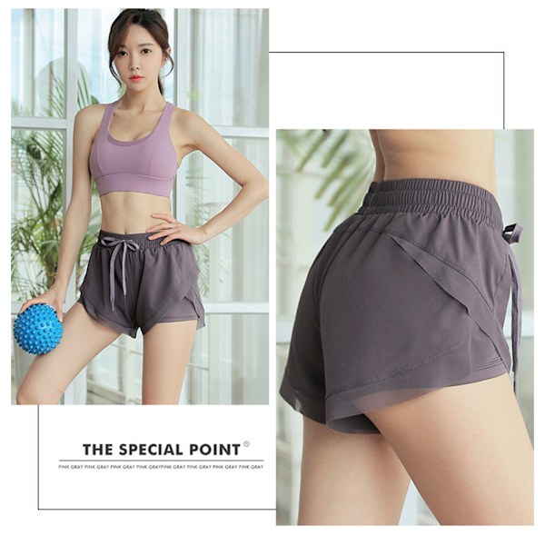 Damshorts för Löpning Lättvikts Snabbtorkande Högmidjade Tränings Sport Shorts med Fickor