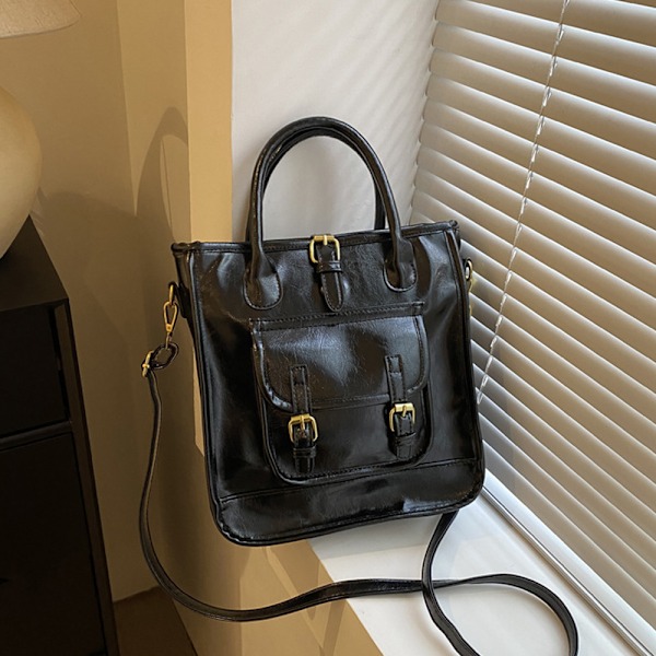 Konstläder väska, mjuk axelväska för studenter, pendlarväska och crossbody-väska för skolan