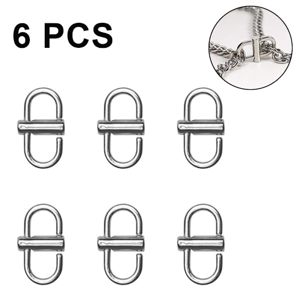 6 stk. Justerbare Metalspænder til Kæde-Taske, Kædelænker Lille Klips til at Forkorte Længden af Metal-Kæde