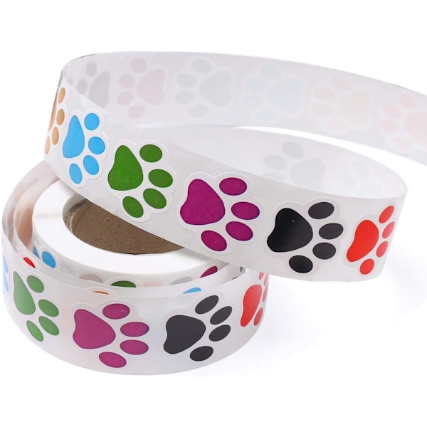 Paw Prints Stickers (1 tum/ 500 Stickers) Dog Stickers Paw Prints Stickers,Självhäftande etiketter Väggdekal i djurform,Paw Stickers Rulle för