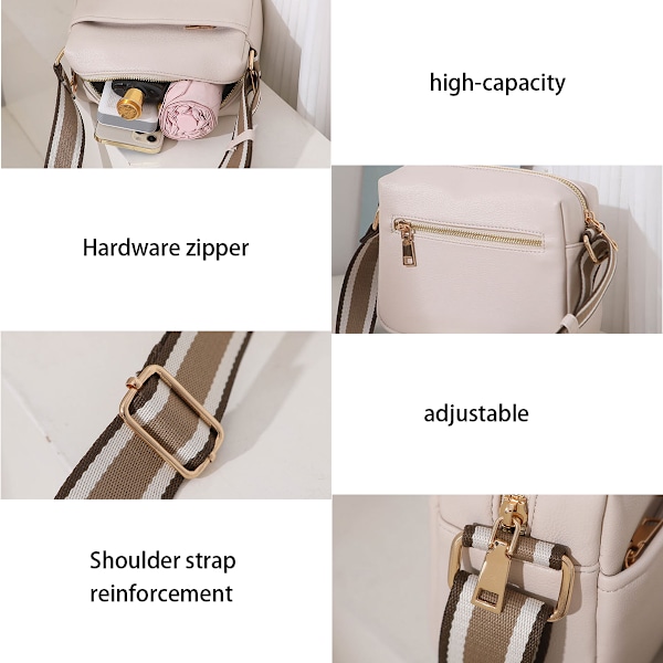 Crossbody-väskor för kvinnor Läder Cross Body Handväskor Snygg och enkel Crossbody-väska Liten Crossbody-väska med myntplånbok Fickor Kvinnor Kvadratisk axel