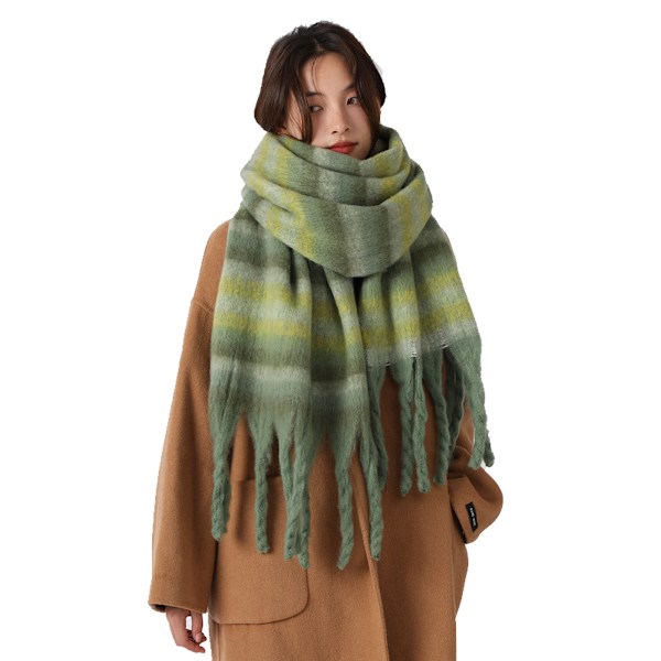 Dametøj Stribet Solid Mohair Halsklæde Tassel Vinter Varmt Tykt Halsklæde