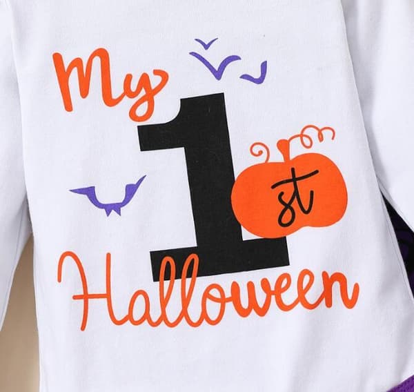 Halloween-sæt til piger med græskarmotiv, 3 dele Lilla Purple 110CM