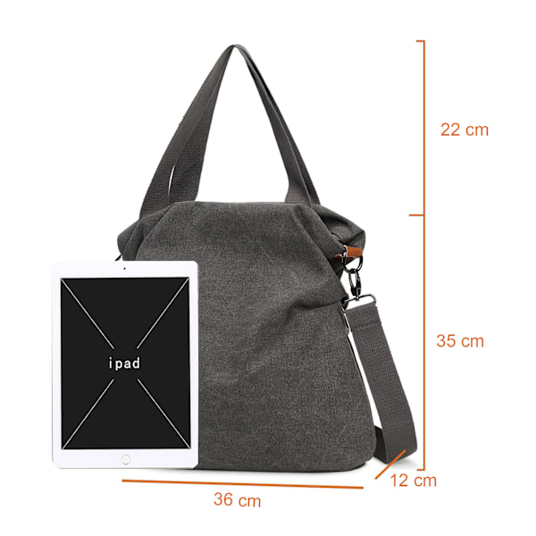 Damen Canvas Handväska, Axelväska, Strandväska, Crossover Bag för Flickor och Kvinnor