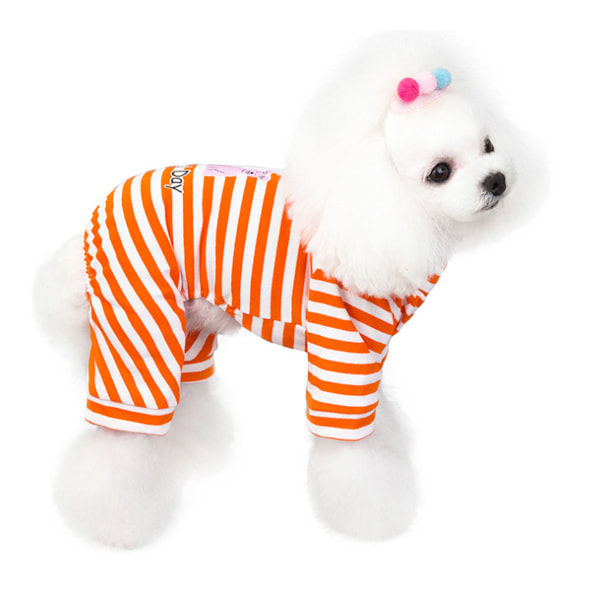 Hundpyjamas för små hundraser Mjuk valp Onesie Katt Overall Bekväma husdjurskläder (Orange)