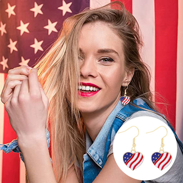 8 Par Amerikanska Flaggörhängen 4 juli Örhängen Patriotiska Örhängen för Självständighetsdagspresent