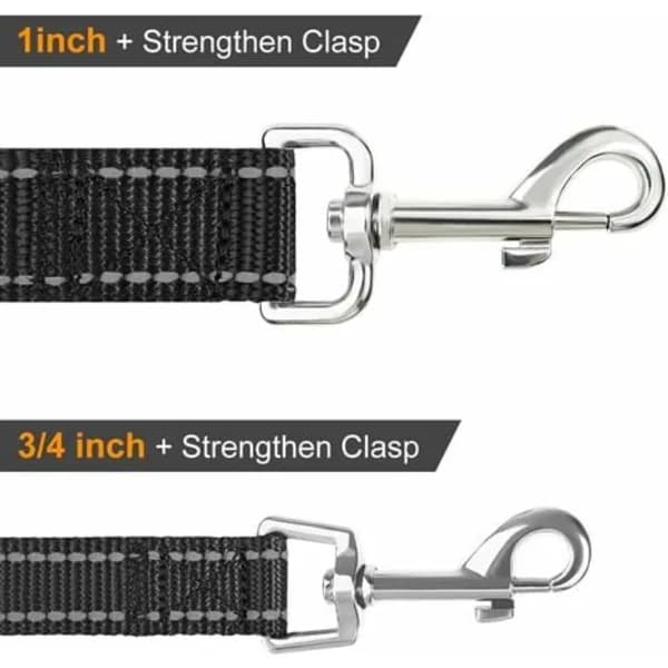 TS-leash Double-Sided Reflective, Strong Dog Leash with Padded Handle, 180 x 2.5cm, Black