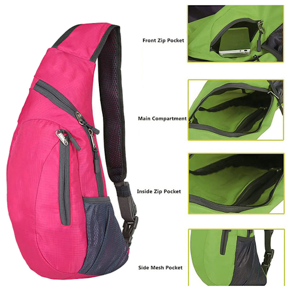 Männs ryggsäck liten crossbody bröstrem ryggsäck hopfällbar sportväska utomhus axelväska