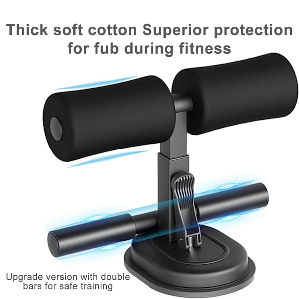 Bärbar golv-sit-up-stång, justerbar självsugande sit-up-hjälp, fitness två rader sit-up-fotstöd för hemträning,