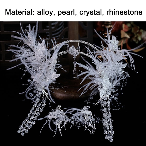 Rhinestone bröllopsdiadem med örhängen handgjorda brudhuvudbonader för bröllopshårtillbehör för brudar och brudtärnor