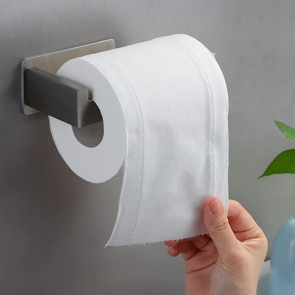 Itsekiinnittyvä WC-paperiteline ilman porausta, harjattu ruostumaton teräs WC-paperiteline