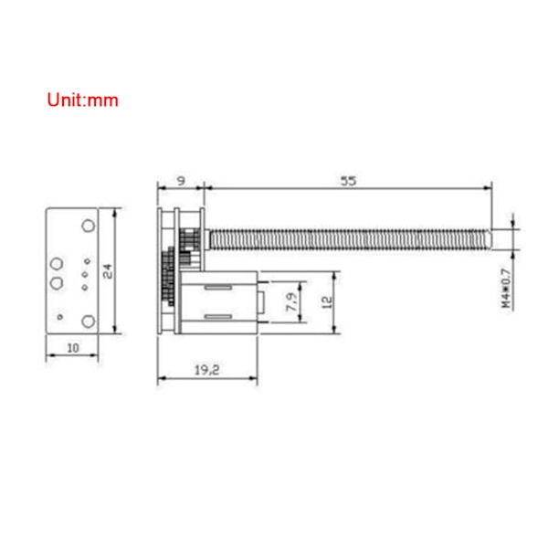 1024GA20 DC 6V/12V Trådväxlad N20 Växelmotor M4 x 55mm Axel (12V 200RPM)