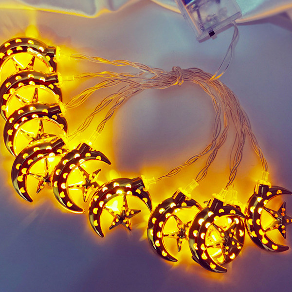10FT Moon String Lights -20 LED Mån- och stjärnslingor batteridrivna, med timer Sovrumsfest Holiday väggdekoration inomhus jul