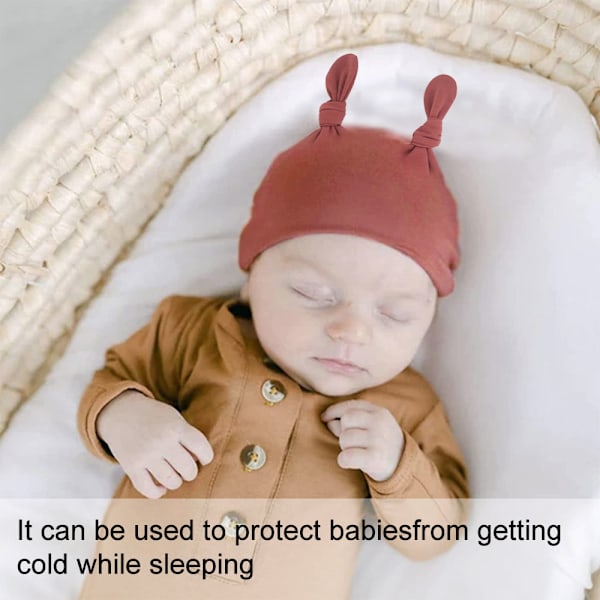 Babyhue Newborn Toddler Blød Bomuld Knude Cowl Hat Dobbelt Hale Hat