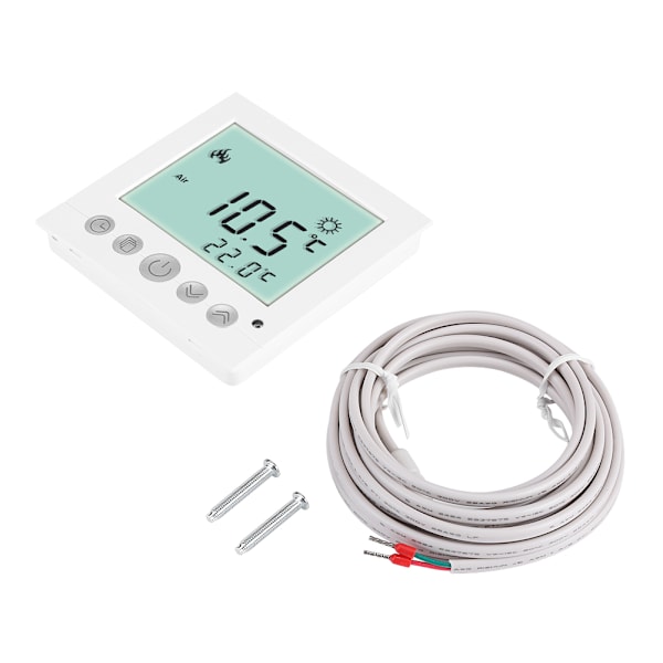 LCD Digital Golvvärme Programmerbar Termostat Temperaturregulator Vit Bakgrundsbelysning