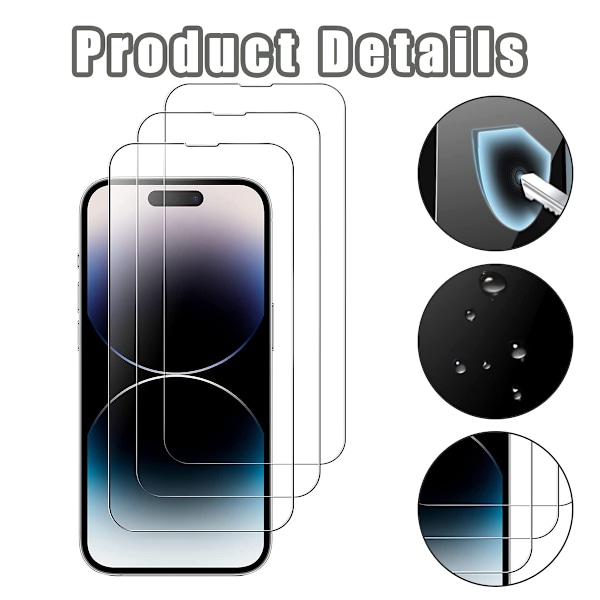 3X Karkaistu lasisuoja iPhone 13 Pro Max / iPhone 14 Pro Max Läpinäkyvä