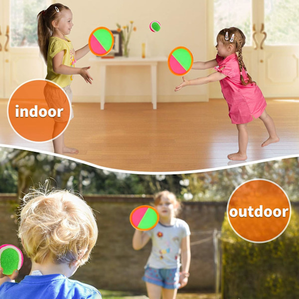 Kasta och fånga-spelset för barn, bollsporter med paddlar, bollar och förvaringsväska, klassiska utomhusspel, strandspel, trädgårdsspel lämpliga för