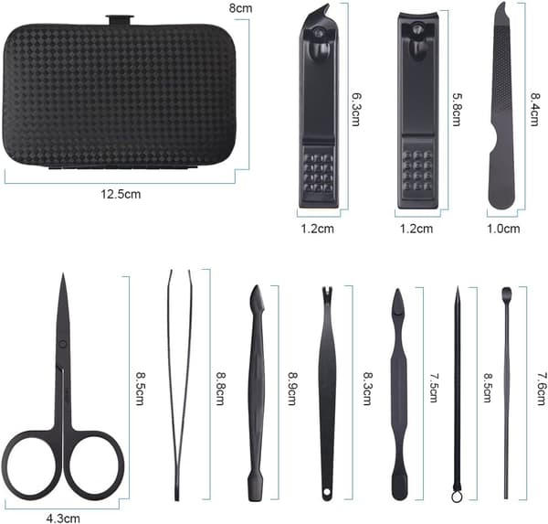 (Sort) Manicure- og Pedicuresæt, 10 dele manicure og pedicure[TT]