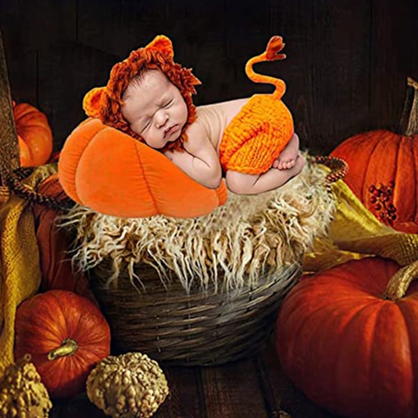 Vastasyntynyt Halloween-asu, söpö leijona-tyyli, vastasyntyneiden valokuvausasu, vastasyntyneiden valokuvausasu