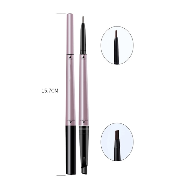 2 st Eyebrow Pencil, Vattentät Eyebrow Makeup med Dubbla Ändar, Brynförbättrande Kit med Eyebrow Brush