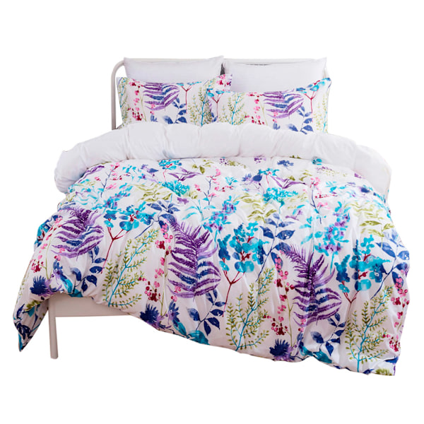 3-delat Set med Mjukt Täcke i 3D-Växttryck, Polyester Sängkläder (Queen Size)