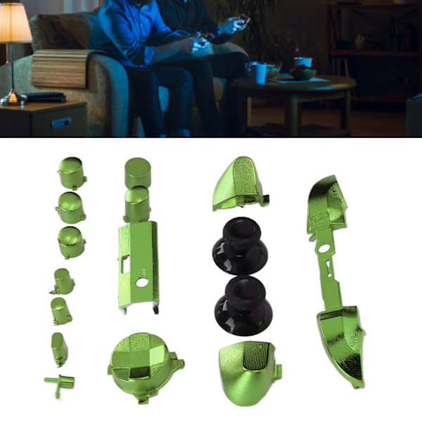 Full Game Controller Knappuppsättning Elektropläterade Ersättningshandtag Tillbehör för Xbox Series XGrön