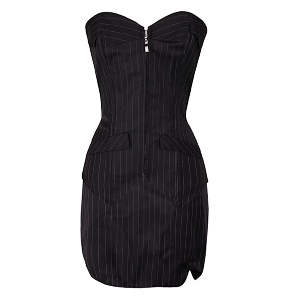 Underbust Korsetter for Kvinner Bustier Stripe Vintage Midje Cincher Bodyshaper Vest med Skjørt