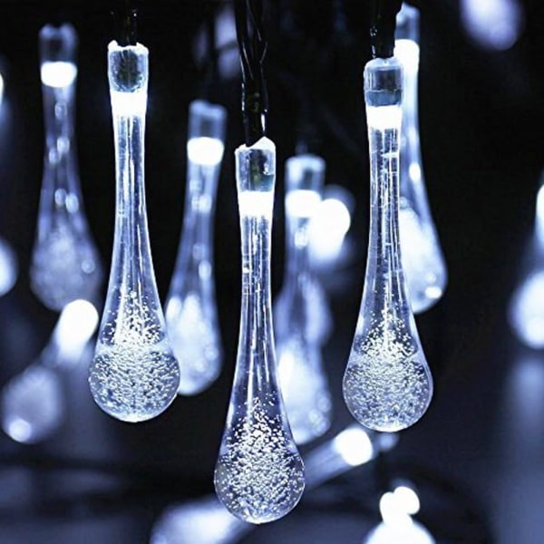 Solar Drop Lights, DINOWIN Water Drop Fairy Lights 20ft 30LEDs